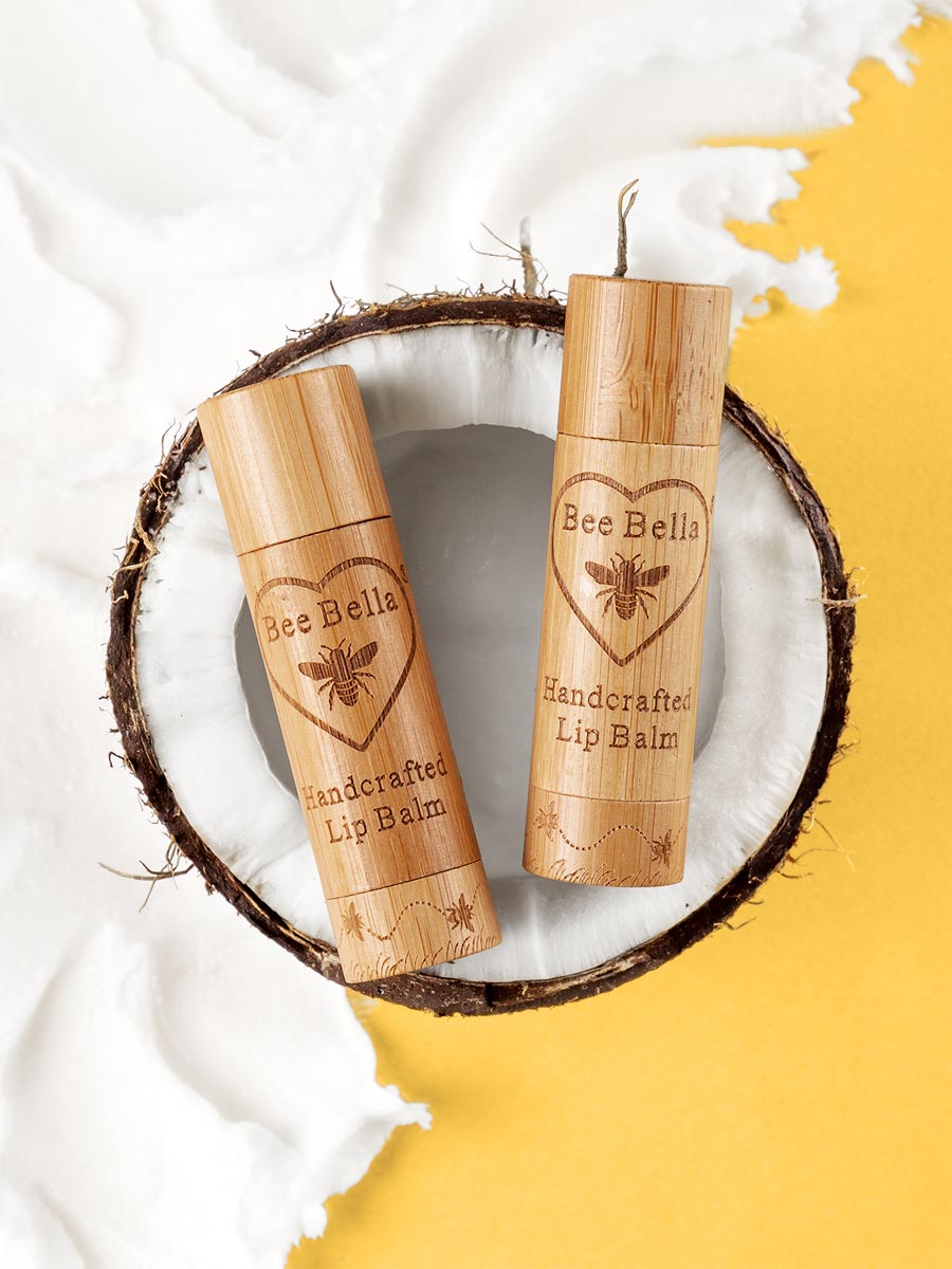 Creative peppermint lip balm product photography with botanical ingredients 2