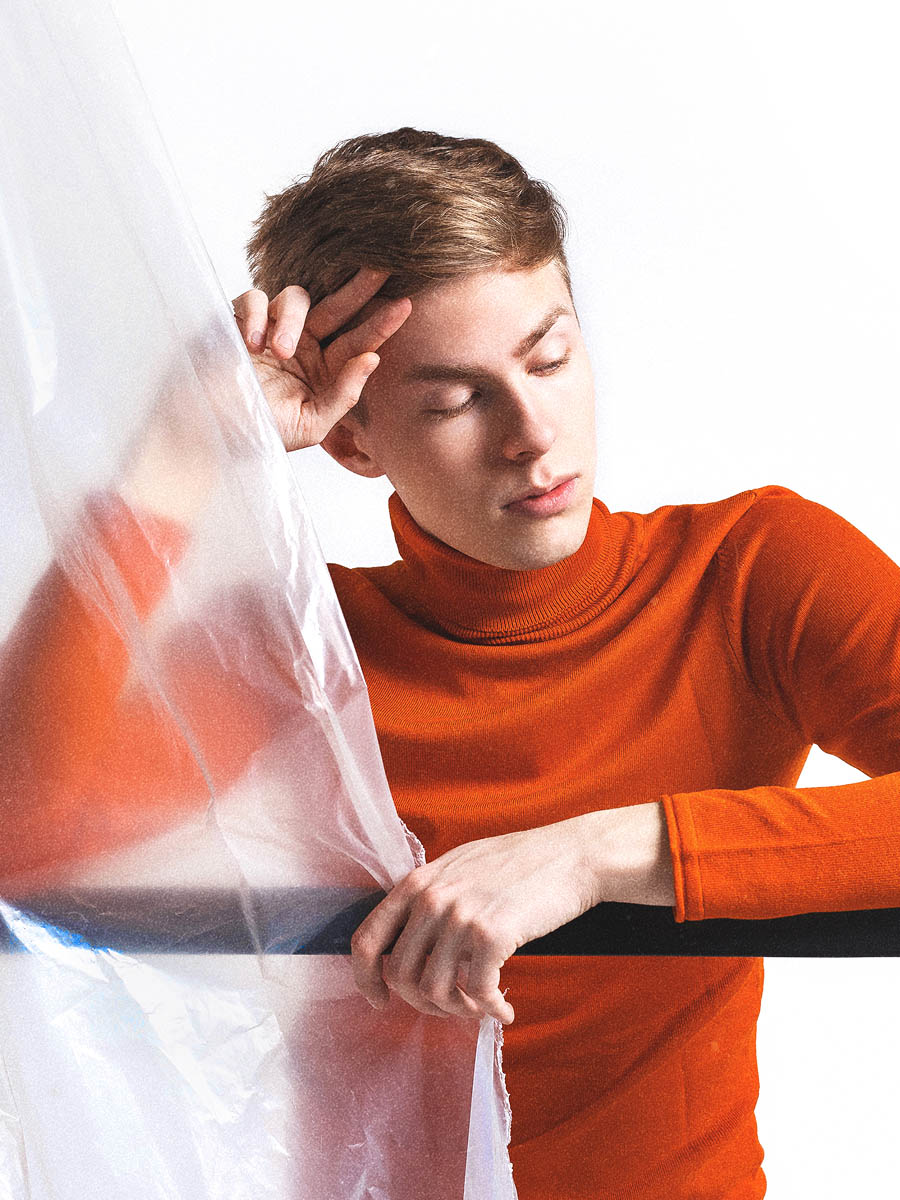 Fashion-inspired male portrait photographed in a studio 4