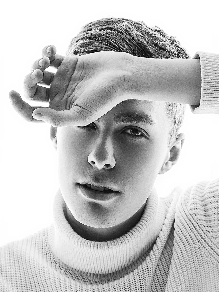 Black-and-white male portrait with expressive studio lighting 13