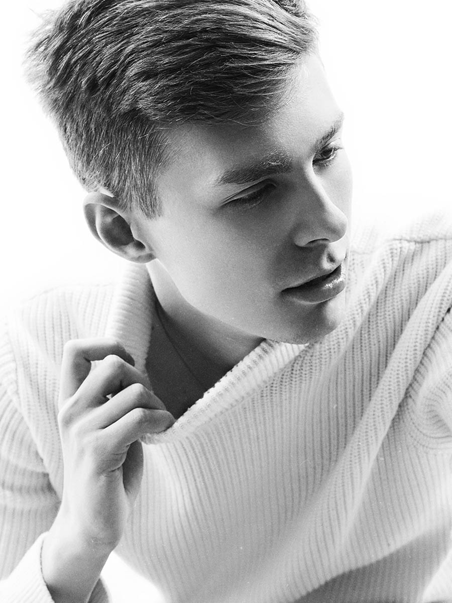 Fashion-inspired male portrait photographed in a studio 14