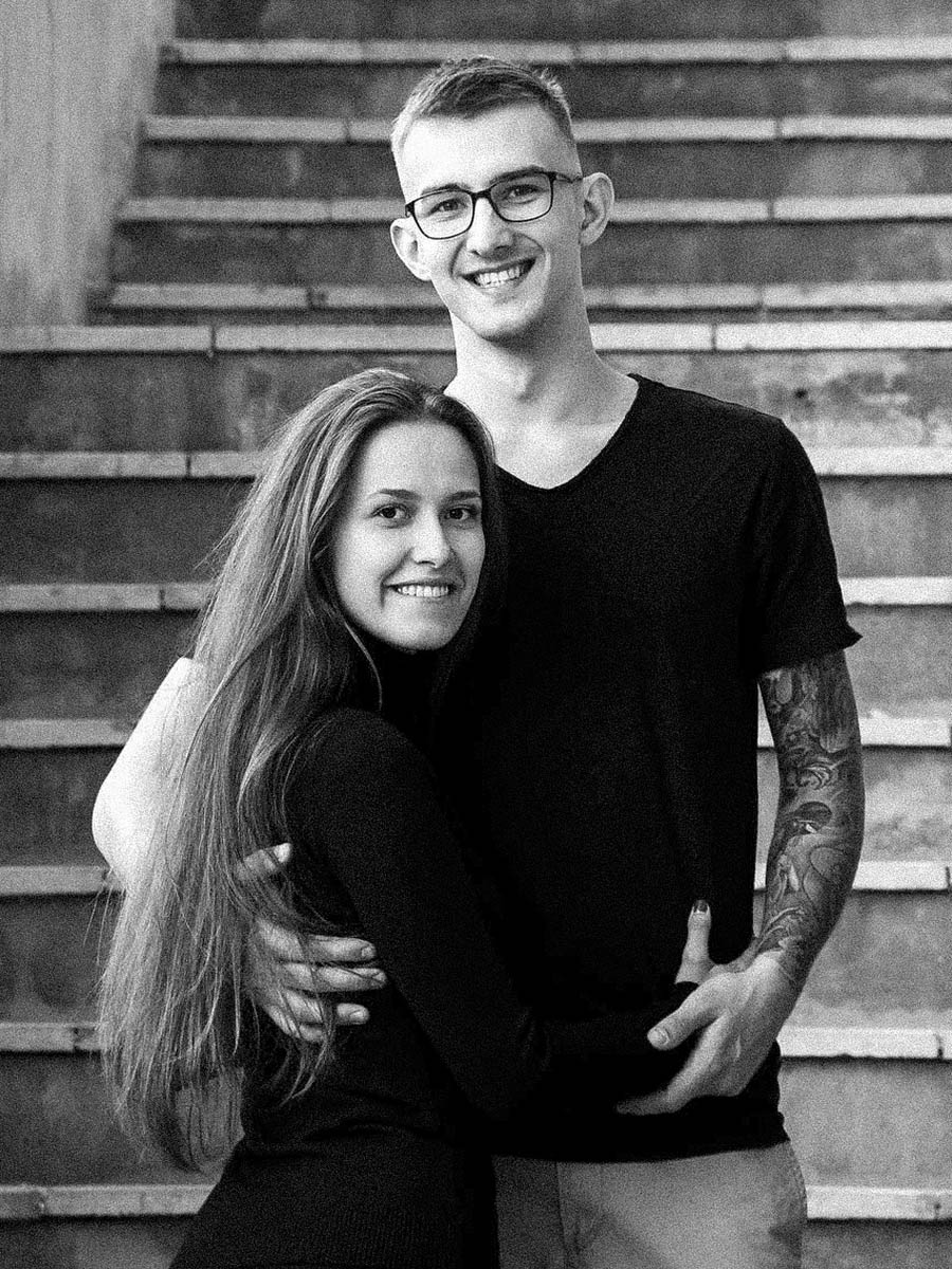 Editorial couple walking through the city during an outdoor photoshoot 15