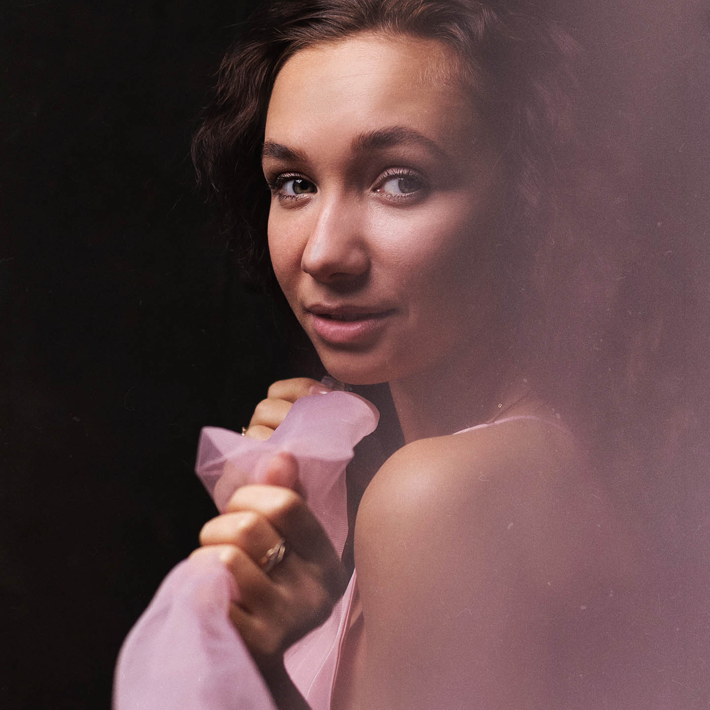 Female model posing with floral styling for the Pink Blossom editorial series 3