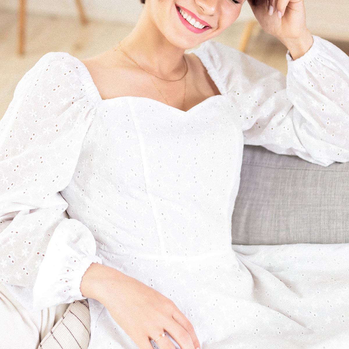 Natural fashion campaign image featuring a model in the first Soul Choice collection 15