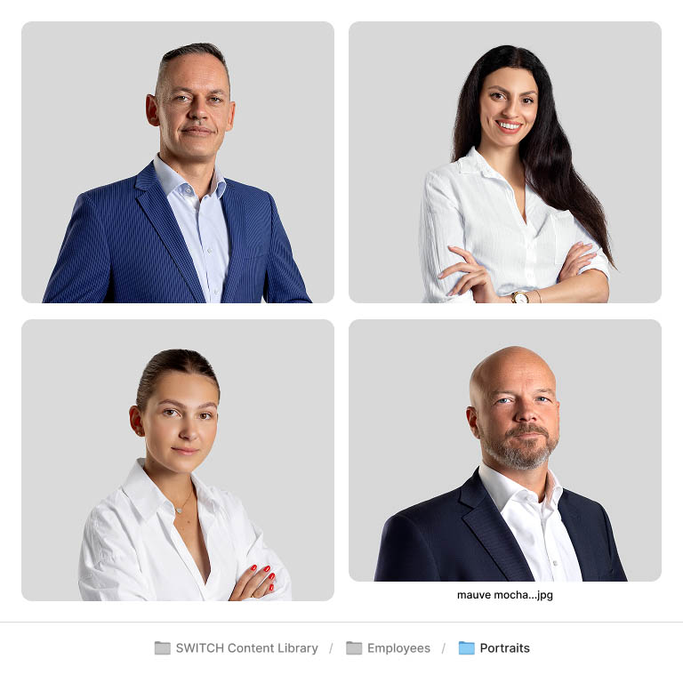 Employee headshot prepared in square and vertical formats 8